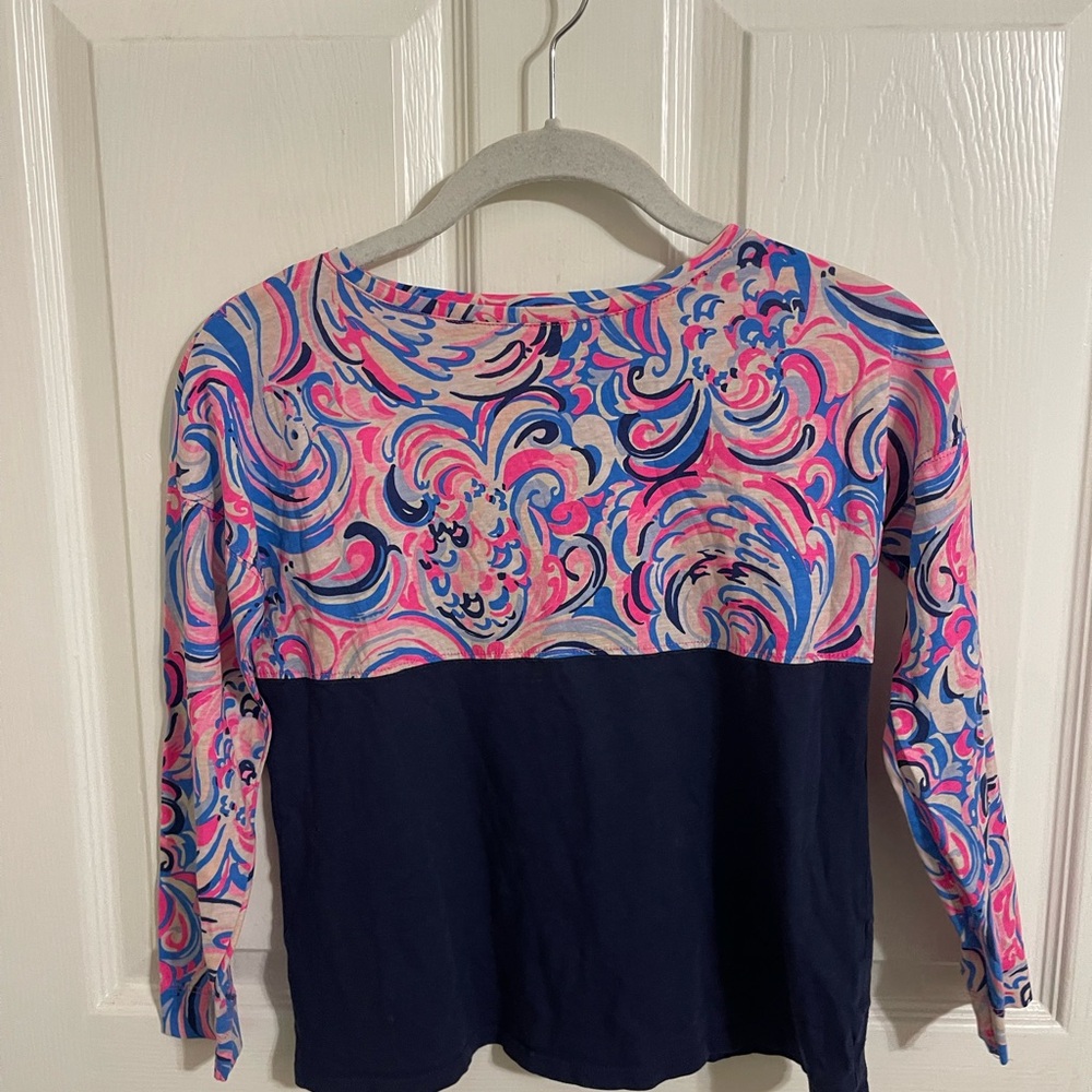 Lilly Pulitzer Vibrant Pink and Blue Swirl Top